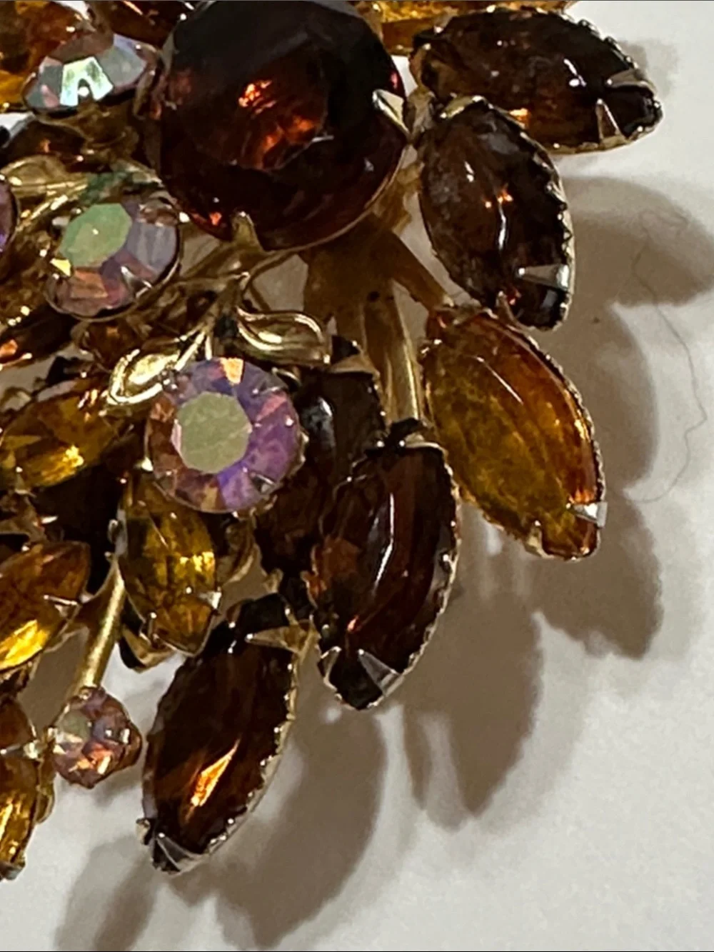 Layered Brown & Amber Rhinestones & AB stones - 3” x 2 1/4”
